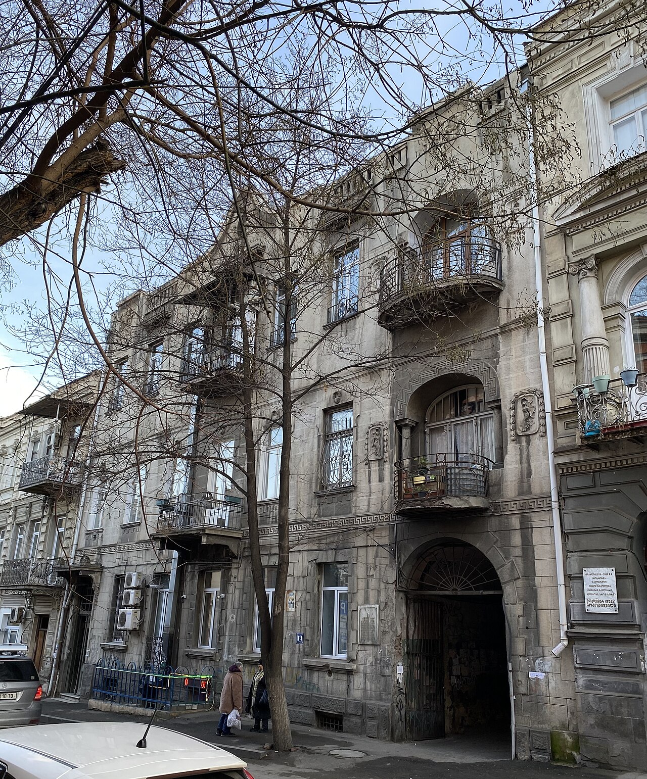 Decorative balconies and stone façades on Lado Asatiani Street in Sololaki