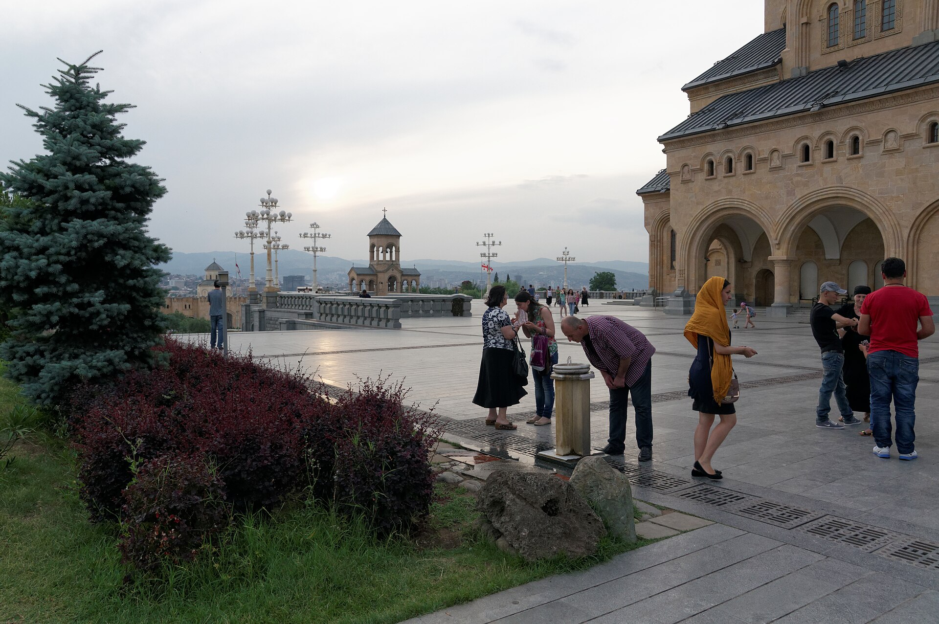 Sameba Cathedral, Courtyard, Holy Trinity Cathedral, Tbilisi, Georgia